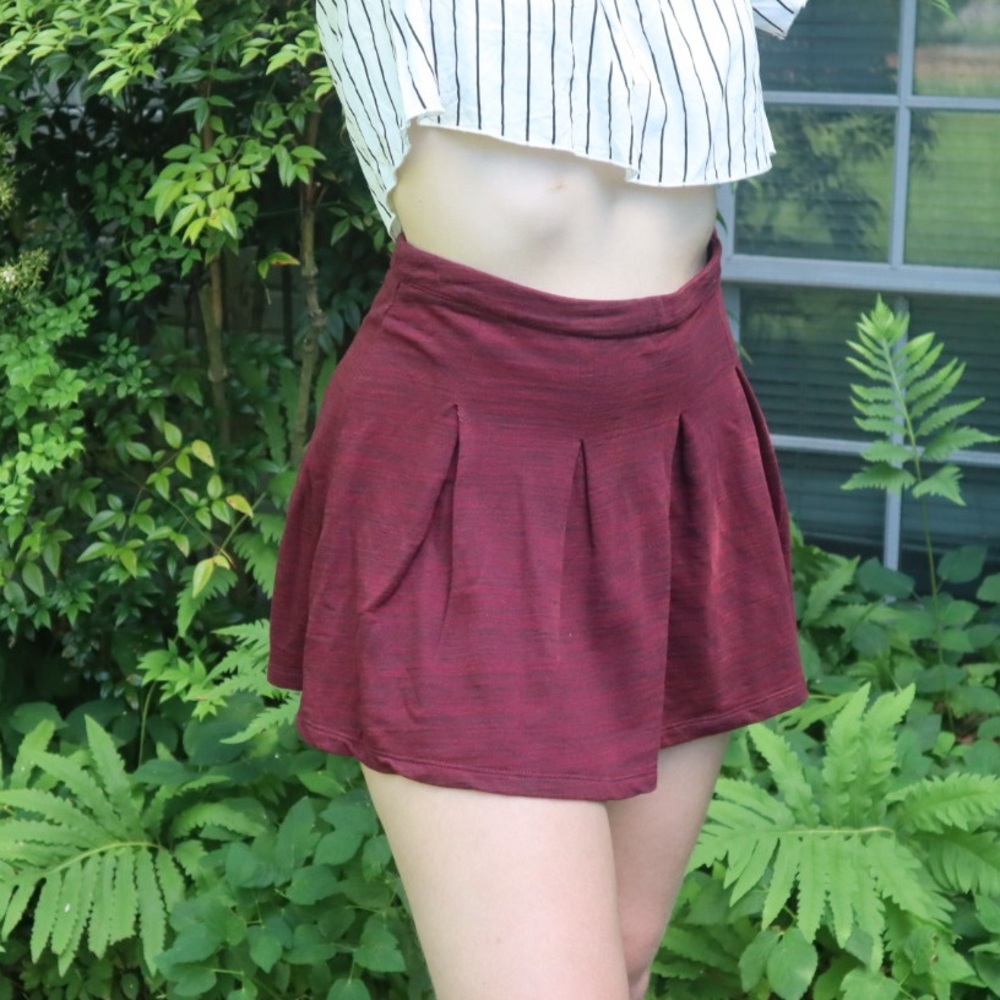 Red Pleated Miniskirt